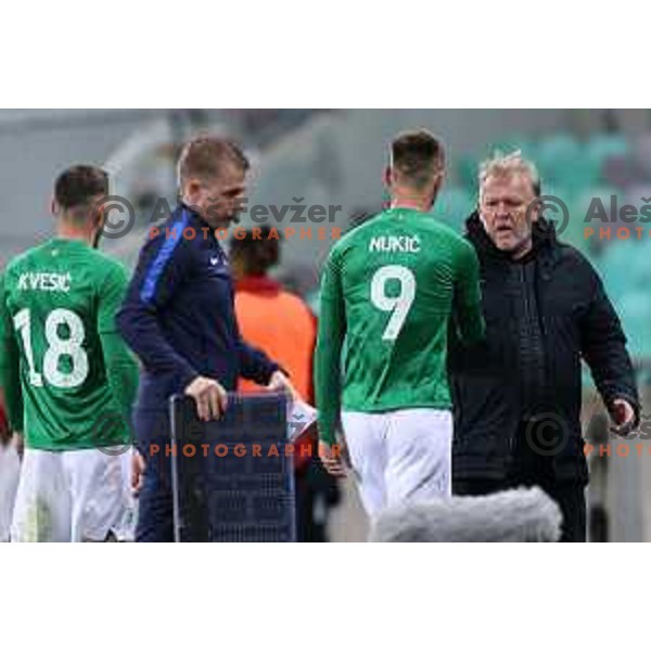 Mustafa Nukic and Head coach Robert Prosinecki during Prva Liga Telemach football match between Olimpija and Tabor CB 24 Sezana in SRC Stozice, Ljubljana, Slovenia on April 16, 2022