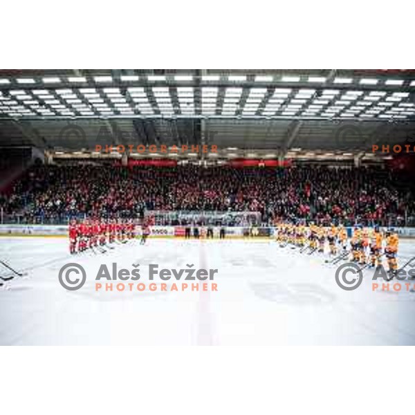 in action during fourth game of the Final of Alps league ice-hockey match between Sij Acroni Jesenice (SLO) and Migross Asiago (ITA) in Podmezakla Hall, Jesenice on April 16, 2022
