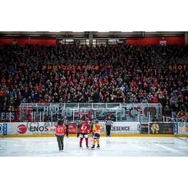 in action during fourth game of the Final of Alps league ice-hockey match between Sij Acroni Jesenice (SLO) and Migross Asiago (ITA) in Podmezakla Hall, Jesenice on April 16, 2022