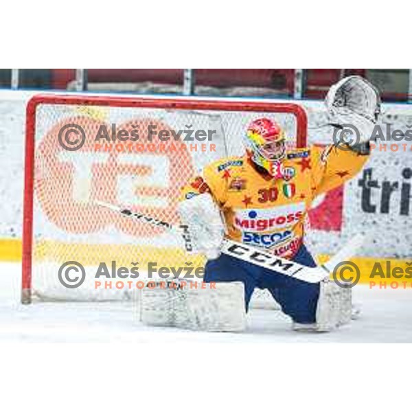 Luca Stevan in action during fourth game of the Final of Alps league ice-hockey match between Sij Acroni Jesenice (SLO) and Migross Asiago (ITA) in Podmezakla Hall, Jesenice on April 16, 2022