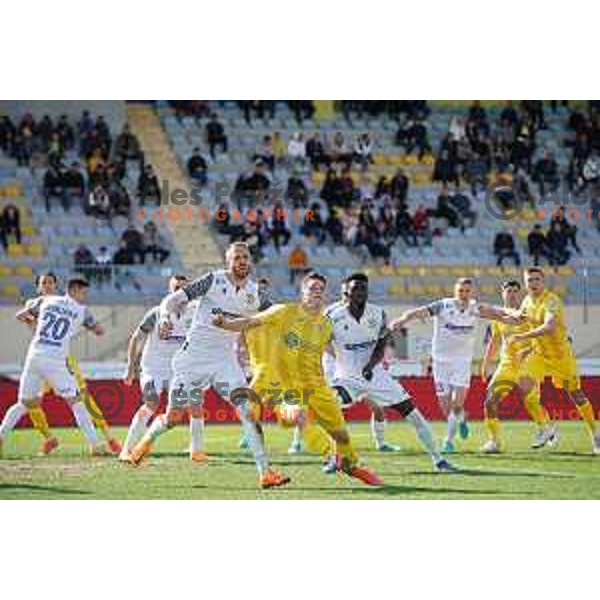 Andrej Kotnik and Nick Perc in action during Prva Liga Telemach 2021-2022 football match between Domzale and Koper in Domzale, Slovenia on April 16, 2022