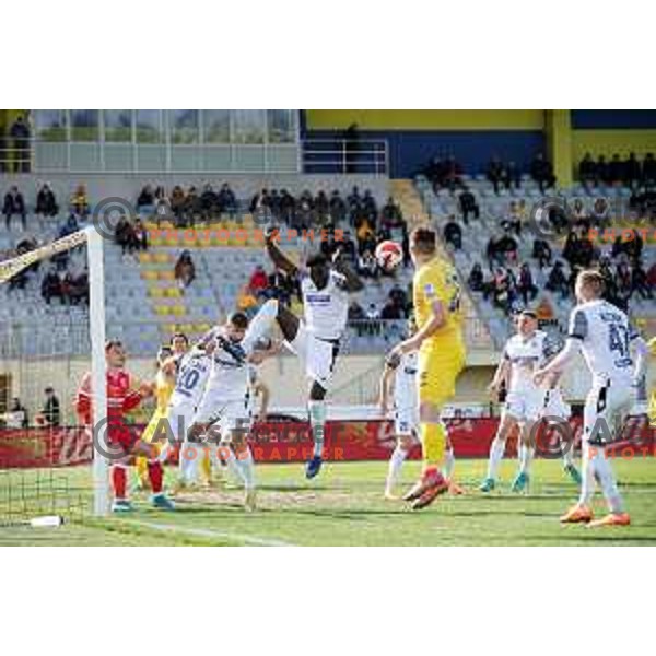 Lamin Colley in action during Prva Liga Telemach 2021-2022 football match between Domzale and Koper in Domzale, Slovenia on April 16, 2022