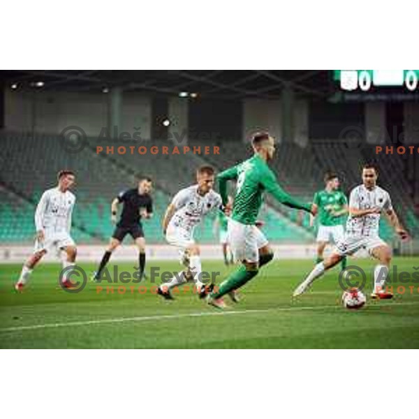 Mustafa Nukic in action during Prva Liga Telemach football match between Olimpija and Tabor CB 24 Sezana in SRC Stozice, Ljubljana, Slovenia on April 16, 2022 