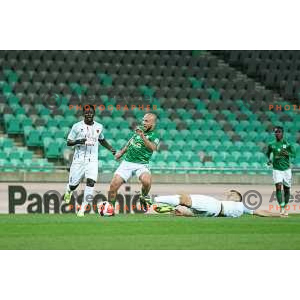 Marin Pilj in action during Prva Liga Telemach football match between Olimpija and Tabor CB 24 Sezana in SRC Stozice, Ljubljana, Slovenia on April 16, 2022 