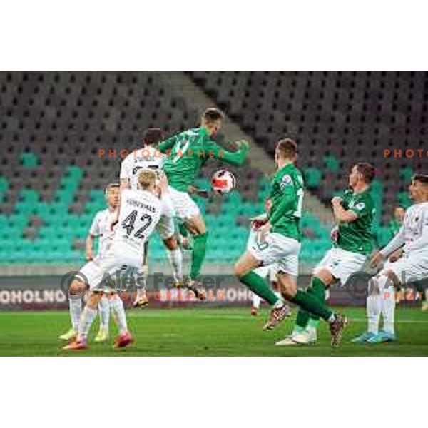 Mustafa Nukic in action during Prva Liga Telemach football match between Olimpija and Tabor CB 24 Sezana in SRC Stozice, Ljubljana, Slovenia on April 16, 2022 