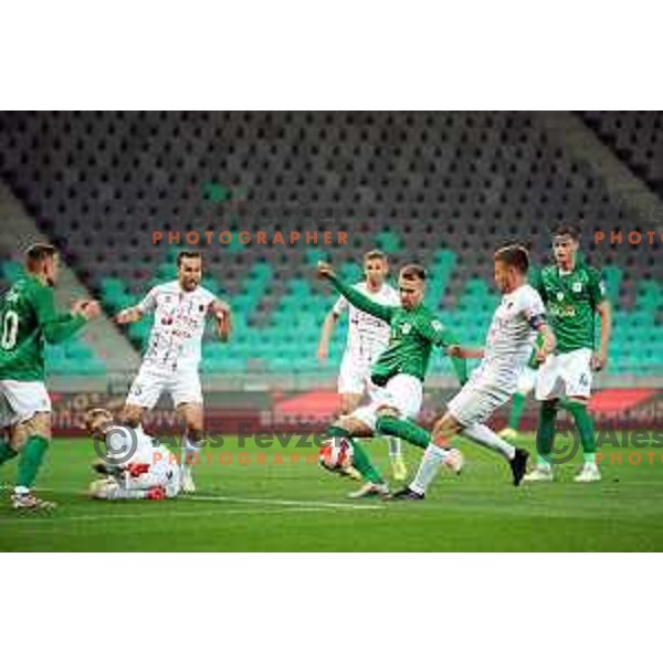 Mustafa Nukic in action during Prva Liga Telemach football match between Olimpija and Tabor CB 24 Sezana in SRC Stozice, Ljubljana, Slovenia on April 16, 2022 
