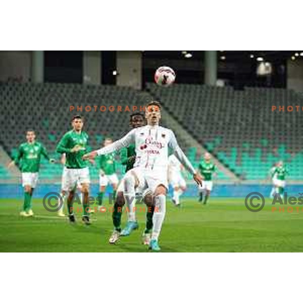 in action during Prva Liga Telemach football match between Olimpija and Tabor CB 24 Sezana in SRC Stozice, Ljubljana, Slovenia on April 16, 2022