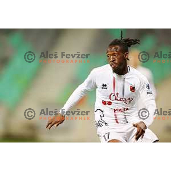 Mory Keita in action during Prva Liga Telemach football match between Olimpija and Tabor CB 24 Sezana in SRC Stozice, Ljubljana, Slovenia on April 16, 2022 