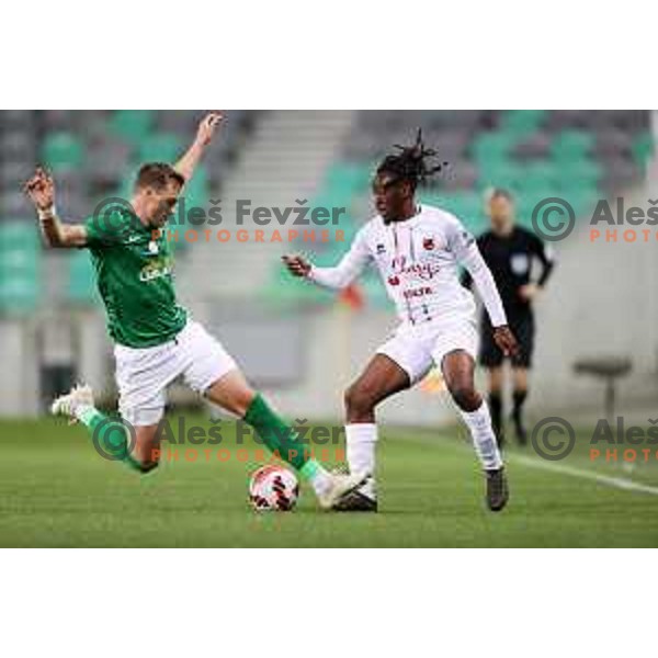 Mory Keita in action during Prva Liga Telemach football match between Olimpija and Tabor CB 24 Sezana in SRC Stozice, Ljubljana, Slovenia on April 16, 2022 