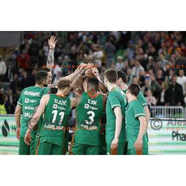 of Cedevita Olimpija in action during eight-final of 7days EuroCup basketball match between Cedevita Olimpija and Turk Telekom in Stozice, Arena, Ljubljana, Slovenia on April 19, 2022