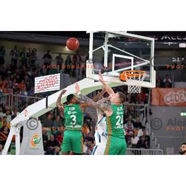 Alen Omic of Cedevita Olimpija in action during eight-final of 7days EuroCup basketball match between Cedevita Olimpija and Turk Telekom in Stozice, Arena, Ljubljana, Slovenia on April 19, 2022
