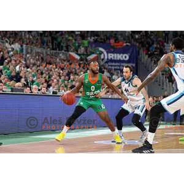 Jacob Pullen of Cedevita Olimpija in action during eight-final of 7days EuroCup basketball match between Cedevita Olimpija and Turk Telekom in Stozice, Arena, Ljubljana, Slovenia on April 19, 2022