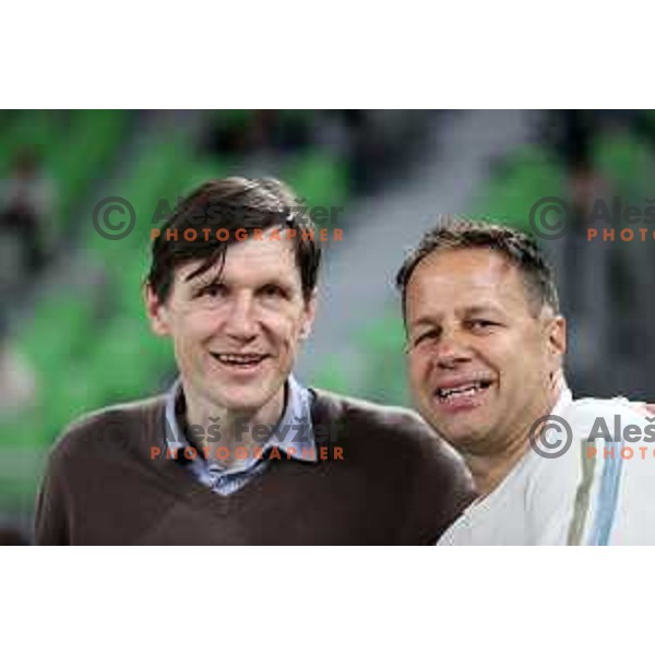Gregor Fucka and Luka Bassin during ABA league regular season basketball match between Cedevita Olimpija and Borac in Stozice, Arena, Ljubljana, Slovenia on April 16, 2022