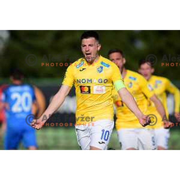 Martin Kramaric of Bravo celebrates goal in semi-final of Slovenian Cup 2021-2022 football match between Bravo and. Domzale in Ljubljana, Slovenia on April 20, 2022