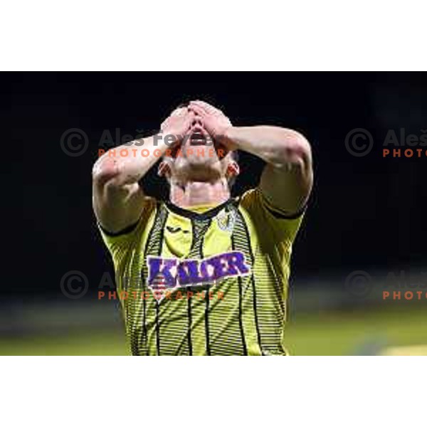 Sandi Nuhanovic of Kalcer Radomlje celebrates goal during Prva Liga Telemach 2021-2022 football match between Kalcer Radomlje and Mura in Domzale, Slovenia on April 23, 2022