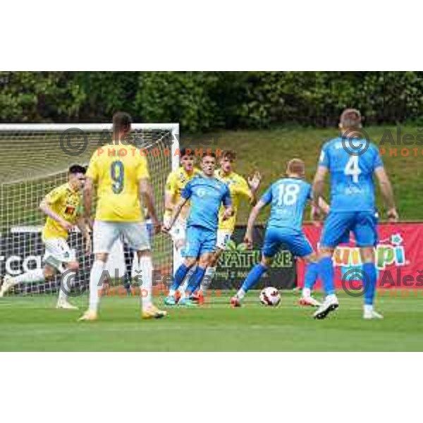 of Bravo In action during Prva Liga Telemach football match between Bravo and Domzale in Ljubljana, Slovenia on April 24, 2022