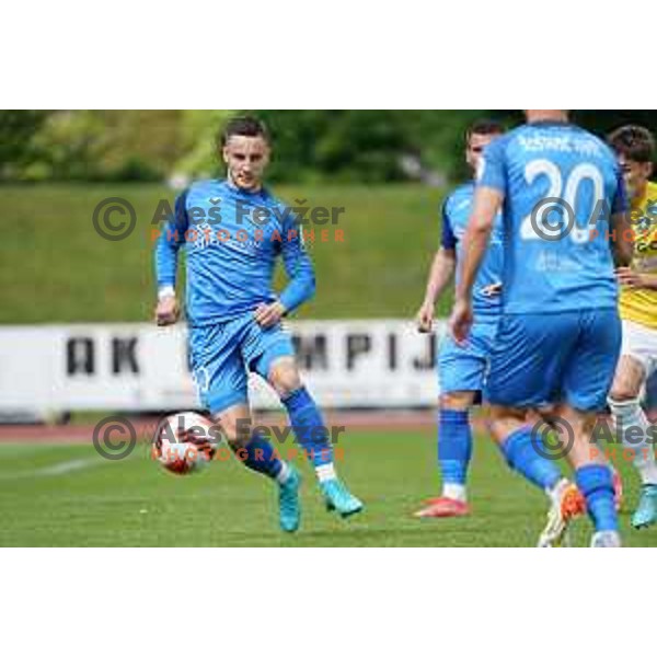 Enes Alic in action during Prva Liga Telemach football match between Bravo and Domzale in Ljubljana, Slovenia on April 24, 2022 