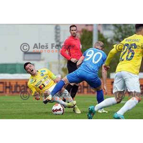 Martin Kramaric of Bravo in action during Prva Liga Telemach football match between Bravo and Domzale in Ljubljana, Slovenia on April 24, 2022