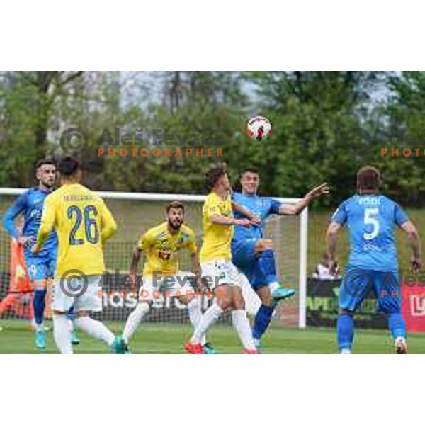 of Bravo In action during Prva Liga Telemach football match between Bravo and Domzale in Ljubljana, Slovenia on April 24, 2022