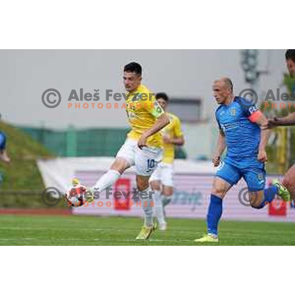 Martin Kramaric of Bravo in action during Prva Liga Telemach football match between Bravo and Domzale in Ljubljana, Slovenia on April 24, 2022