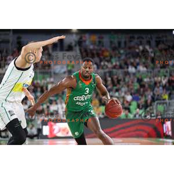 in action during quarter-final of 7days EuroCup basketball match between Cedevita Olimpija and Frutti Extra Bursaspor in Stozice, Arena, Ljubljana, Slovenia on April 27, 2022