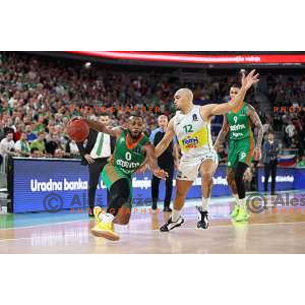 in action during quarter-final of 7days EuroCup basketball match between Cedevita Olimpija and Frutti Extra Bursaspor in Stozice Arena, Ljubljana, Slovenia on April 27, 2022