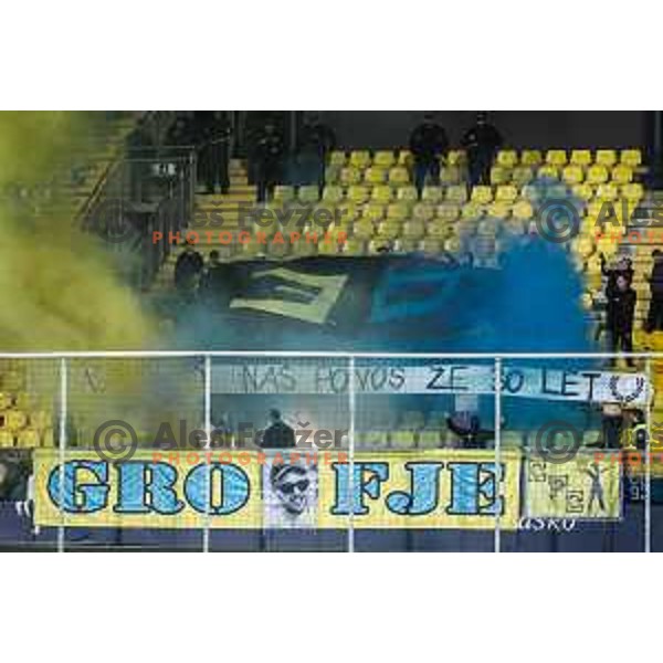 Celje supporters Celjski Grofje during Prva liga Telemach football match between Celje and Mura in Arena z’dezele in Celje, Slovenia on April 29, 2022. Photo: Jure Banfi