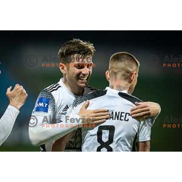 Mihael Klepac celebrating during Prva liga Telemach football match between Celje and Mura in Arena z’dezele in Celje, Slovenia on April 29, 2022. Photo: Jure Banfi