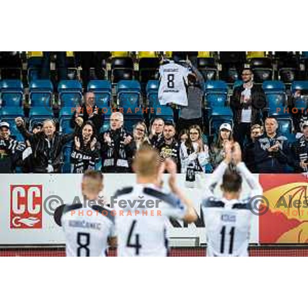 Fans of Mura celebrating during Prva liga Telemach football match between Celje and Mura in Arena z’dezele in Celje, Slovenia on April 29, 2022. Photo: Jure Banfi