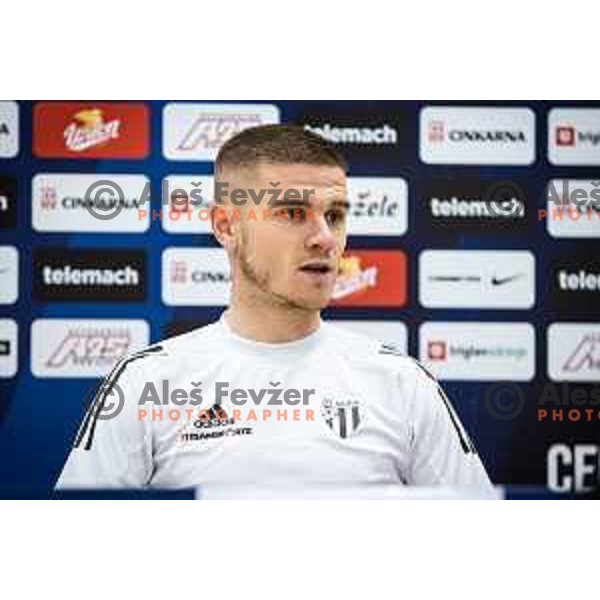 Luka Bobicanec during press conference after Prva liga Telemach football match between Celje and Mura in Arena z’dezele in Celje, Slovenia on April 29, 2022. Photo: Jure Banfi