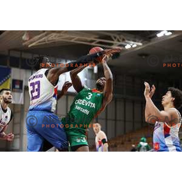 Melvin Ejim of Cedevita Olimpija in action during ABA league play-off basketball match between Cedevita Olimpija and Igokea in Tivoli Hall, Ljubljana, Slovenia on April 30, 2022
