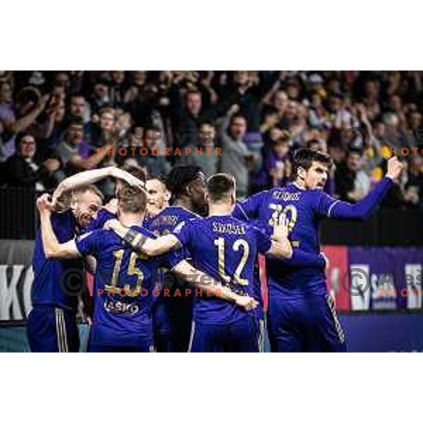 Nemanja Mitrovic celebrating during Prva liga Telemach football match between Maribor and Koper in Ljudski vrt, Maribor, Slovenia on April 30, 2022. Photo: Jure Banfi/www.alesfevzer.com