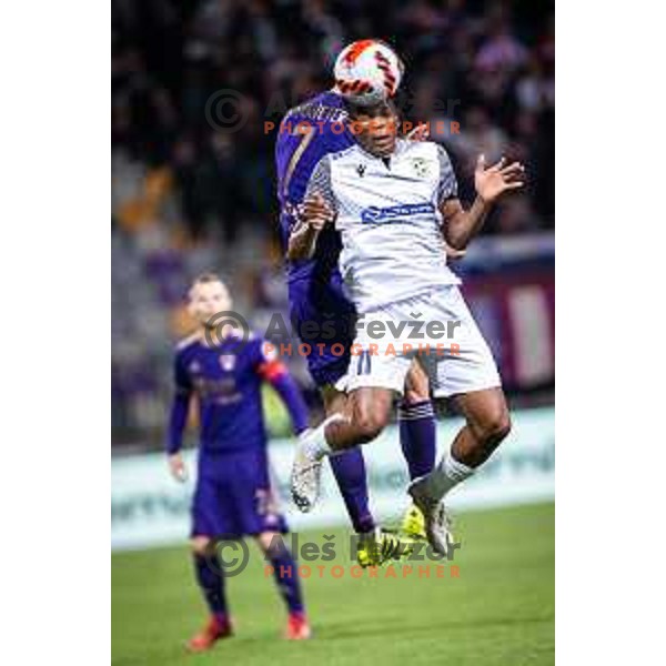 Lamin Cooley in action during Prva liga Telemach football match between Maribor and Koper in Ljudski vrt, Maribor, Slovenia on April 30, 2022. Photo: Jure Banfi/www.alesfevzer.com