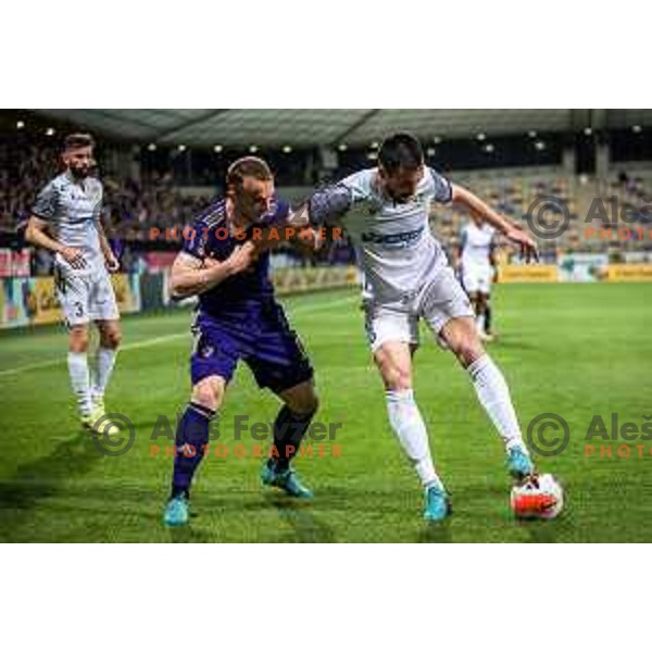 Djordje Ivanovic and Ivan Borna Jelic Balta in action during Prva liga Telemach football match between Maribor and Koper in Ljudski vrt, Maribor, Slovenia on April 30, 2022. Photo: Jure Banfi/www.alesfevzer.com