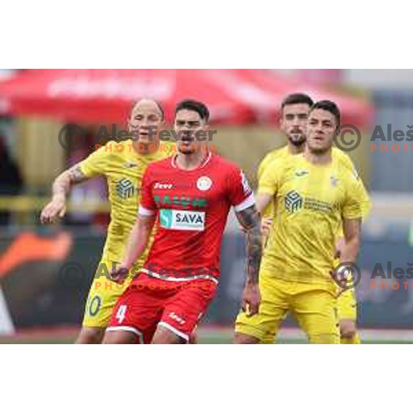 in action during Prva Liga Telemach 2021-2022 football match between Domzale and Aluminij in Domzale, Slovenia on May 1, 2022
