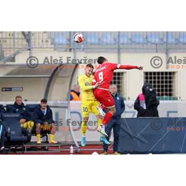 in action during Prva Liga Telemach 2021-2022 football match between Domzale and Aluminij in Domzale, Slovenia on May 1, 2022