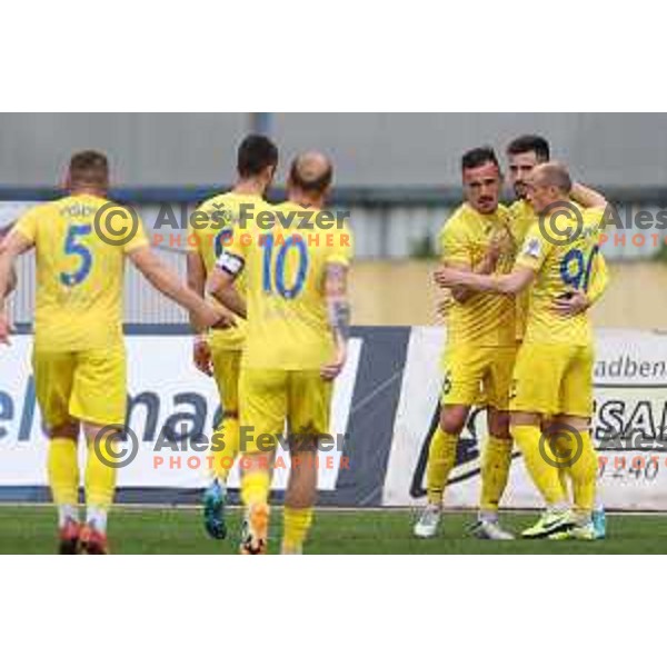 in action during Prva Liga Telemach 2021-2022 football match between Domzale and Aluminij in Domzale, Slovenia on May 1, 2022