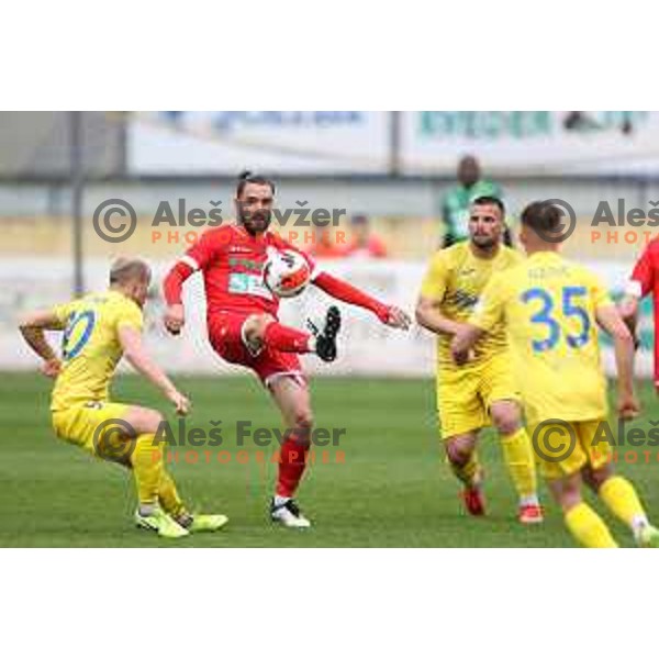 in action during Prva Liga Telemach 2021-2022 football match between Domzale and Aluminij in Domzale, Slovenia on May 1, 2022