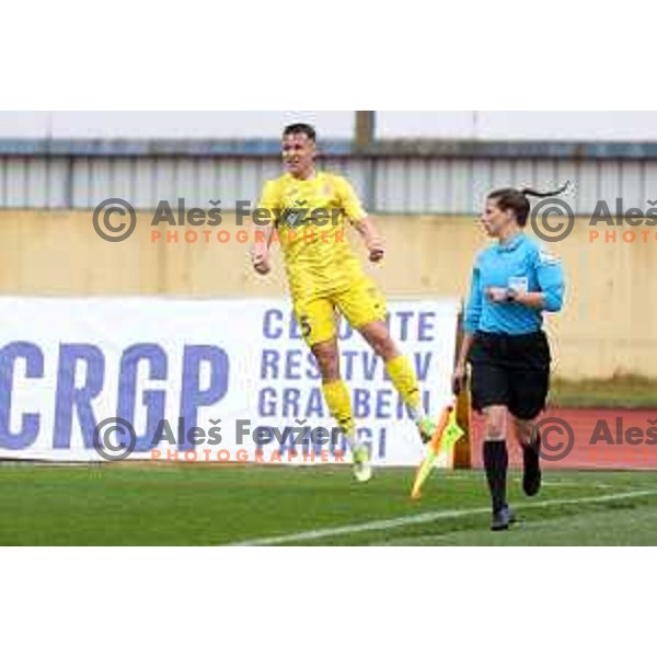 Mitja Ilenic in action during Prva Liga Telemach 2021-2022 football match between Domzale and Aluminij in Domzale, Slovenia on May 1, 2022 