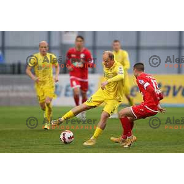 in action during Prva Liga Telemach 2021-2022 football match between Domzale and Aluminij in Domzale, Slovenia on May 1, 2022