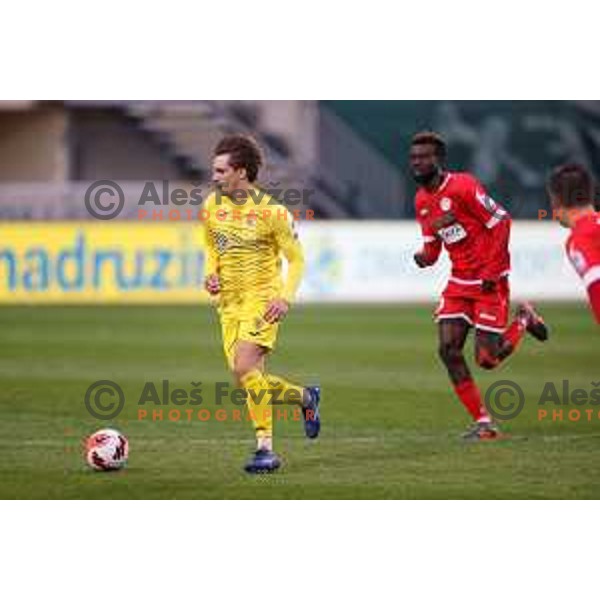 in action during Prva Liga Telemach 2021-2022 football match between Domzale and Aluminij in Domzale, Slovenia on May 1, 2022