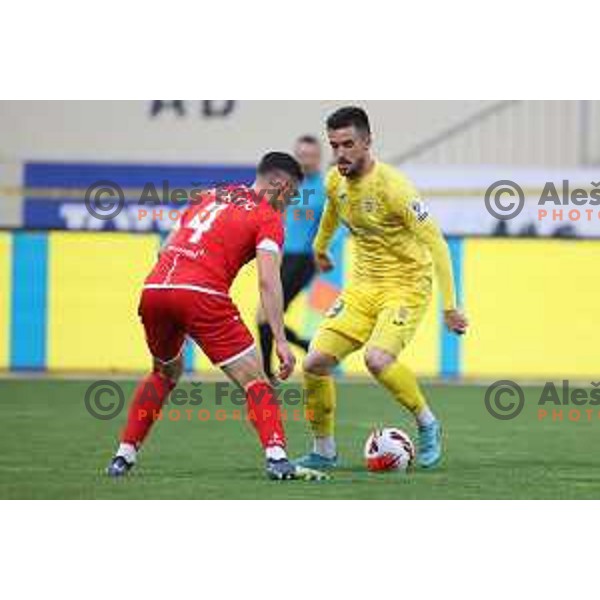 in action during Prva Liga Telemach 2021-2022 football match between Domzale and Aluminij in Domzale, Slovenia on May 1, 2022