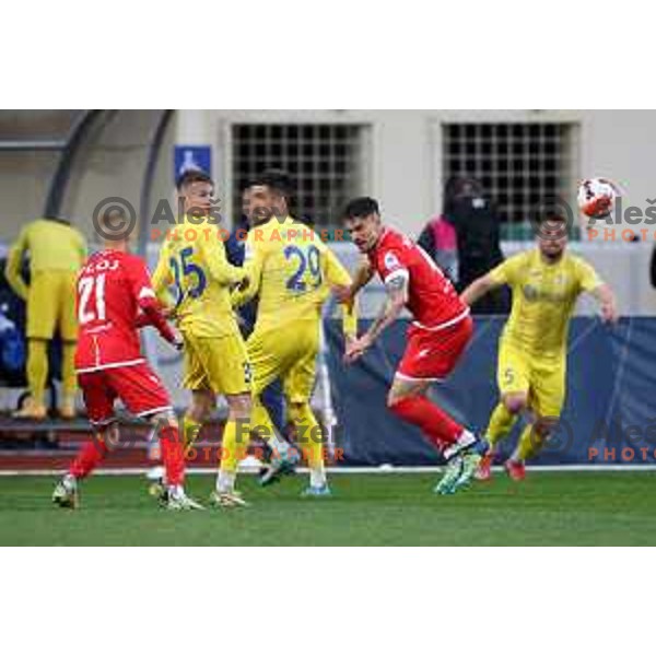 in action during Prva Liga Telemach 2021-2022 football match between Domzale and Aluminij in Domzale, Slovenia on May 1, 2022