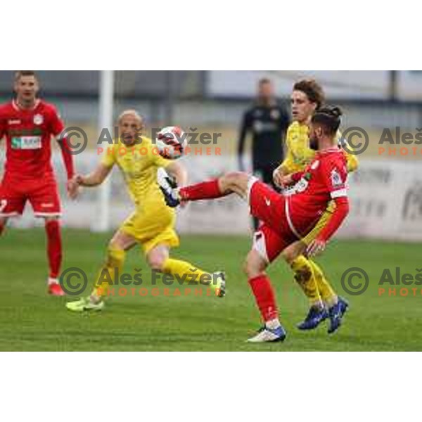 in action during Prva Liga Telemach 2021-2022 football match between Domzale and Aluminij in Domzale, Slovenia on May 1, 2022