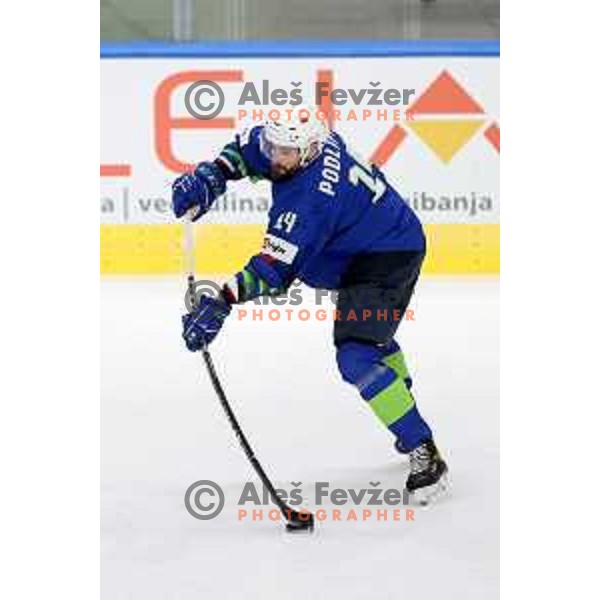 Matic Podlipnik in action during IIHF Ice-hockey World Championship 2022 division I group A match between Slovenia and Lithuania in Ljubljana, Slovenia on May 3, 2022