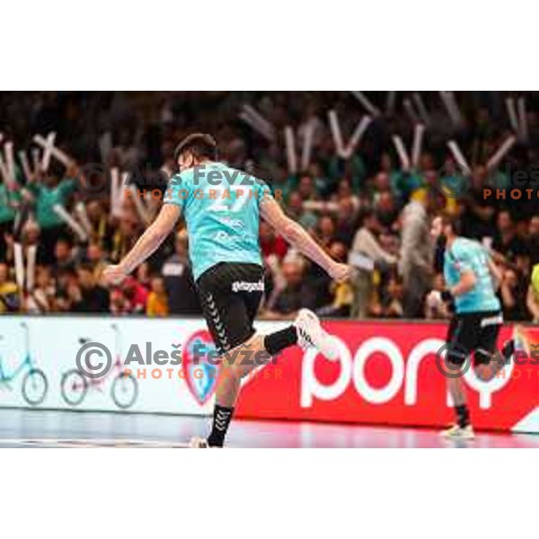 Peter Sisko in action during fourth-final of EHF Cup handball match between Gorenje Velenje (SLO) and SL Benfica (POR) in Red Hall, Velenje, Slovenia on May 3, 2022