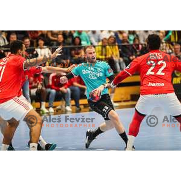 Timotej Grmšek in action during fourth-final of EHF Cup handball match between Gorenje Velenje (SLO) and SL Benfica (POR) in Red Hall, Velenje, Slovenia on May 3, 2022