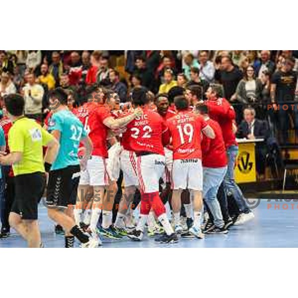 in action during fourth-final of EHF Cup handball match between Gorenje Velenje (SLO) and SL Benfica (POR) in Red Hall, Velenje, Slovenia on May 3, 2022