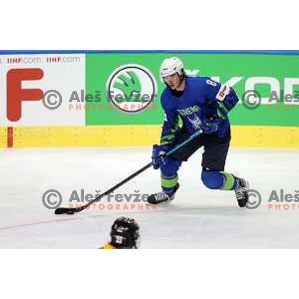 Ziga Jeglic in action during IIHF Ice-hockey World Championship 2022 division I group A match between Slovenia and Lithuania in Ljubljana, Slovenia on May 3, 2022