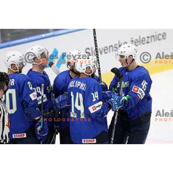 Luka Maver in action during IIHF Ice-hockey World Championship 2022 division I group A match between Slovenia and Lithuania in Ljubljana, Slovenia on May 3, 2022 